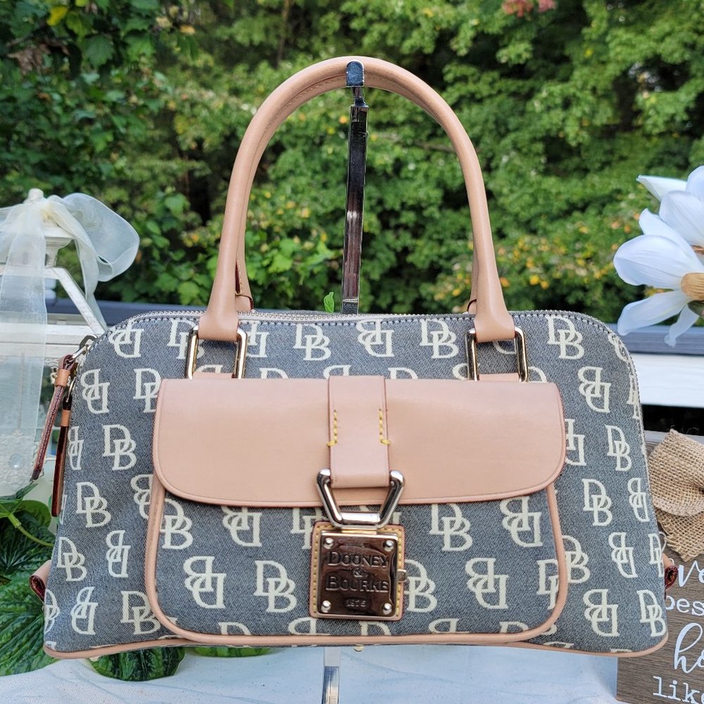 Vintage DOONEY & BOURKE Signature Canvas Domed Tan Top Handle Satchel
